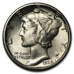 1938 Mercury Dime BU