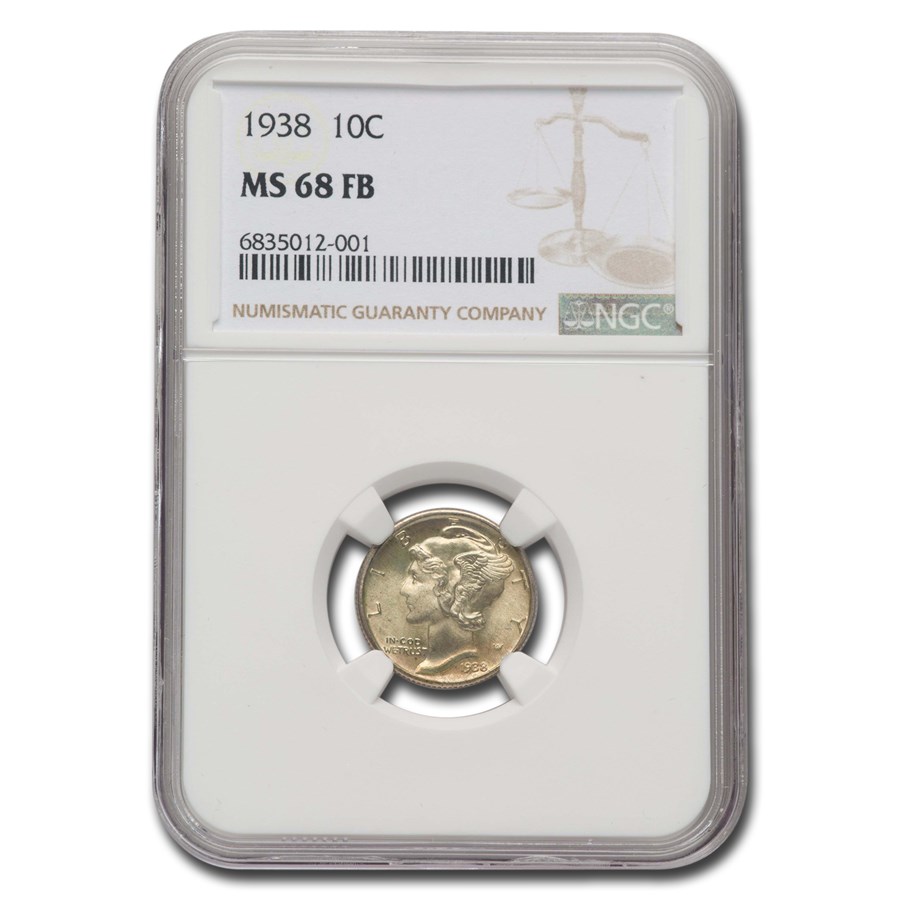 1938 Mercury Dime MS-68 NGC (FB)