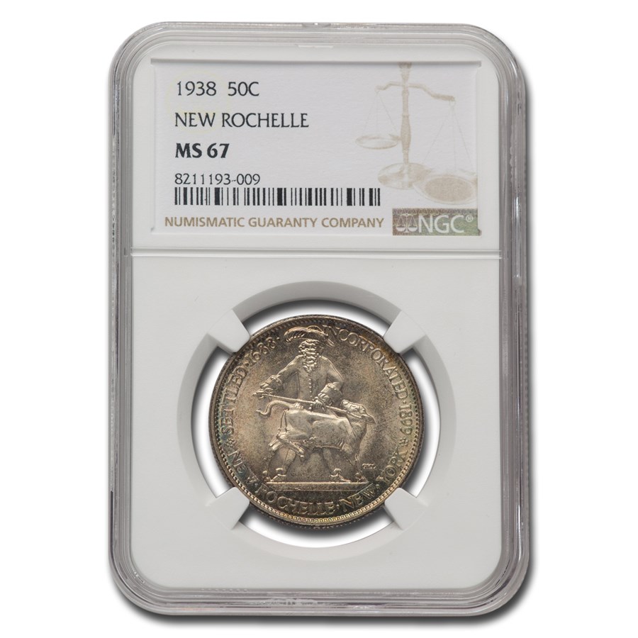 1938 New Rochelle Half Dollar Commem MS-67 NGC