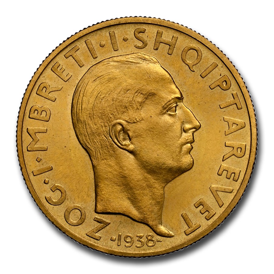 1938-R Albania Gold 50 Franga Ari Zog I MS-64 NGC