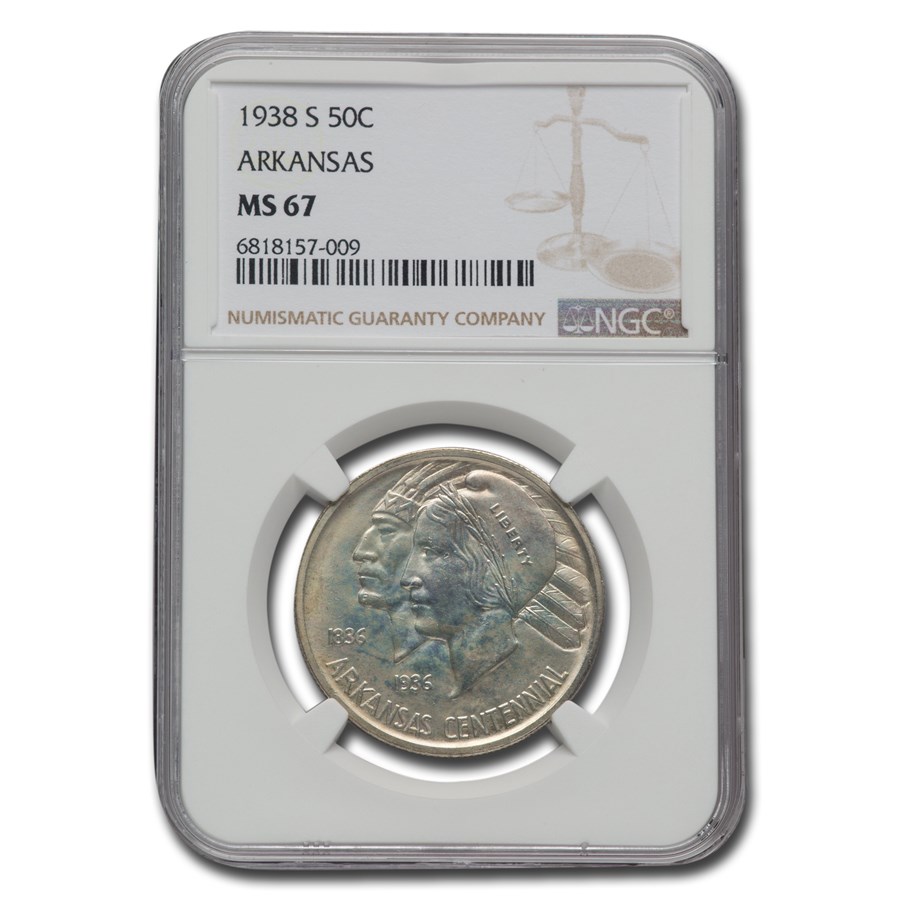 1938-S Arkansas Centennial Commemorative Half Dollar MS-67 NGC