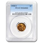 1938-S Lincoln Cent MS-66 PCGS (Red)