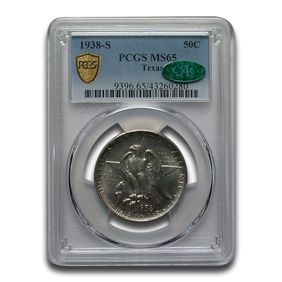 Buy 1938-s Texas Centennial Commemorative Half Dollar Ms-65 Pcgs Cac 