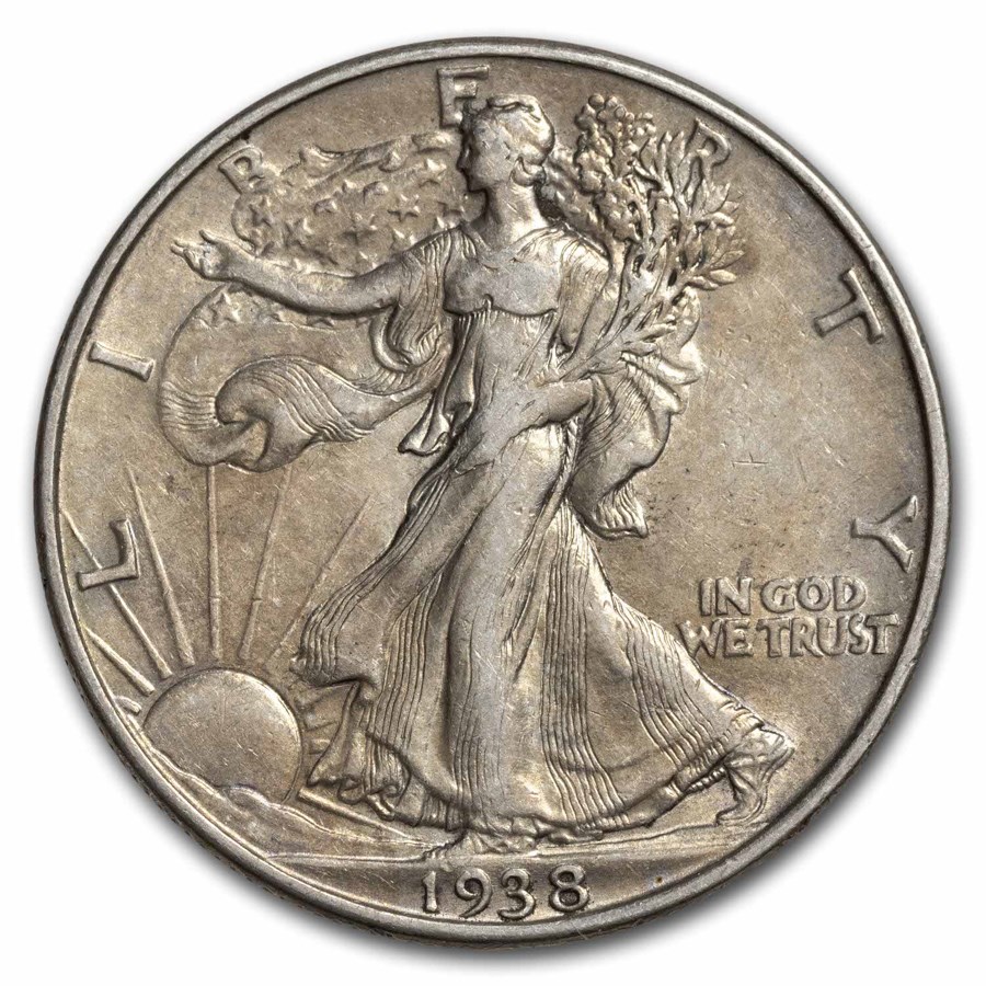 1938 Walking Liberty Half Dollar AU