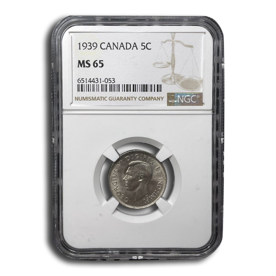 1939 Canada 5 Cents George VI MS-65 NGC