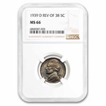 1939-D Jefferson Nickel MS-66 NGC (Reverse of 38)