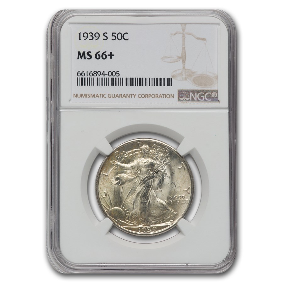 Buy 1939-s Walking Liberty Half Dollar Ms-66+ Ngc 