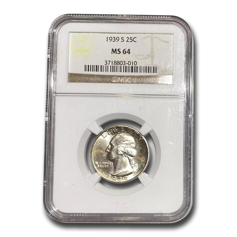 1939-S Washington Quarter MS-64 NGC