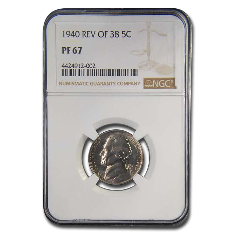 1940 Jefferson Nickel PF-67 NGC (Reverse of 38)