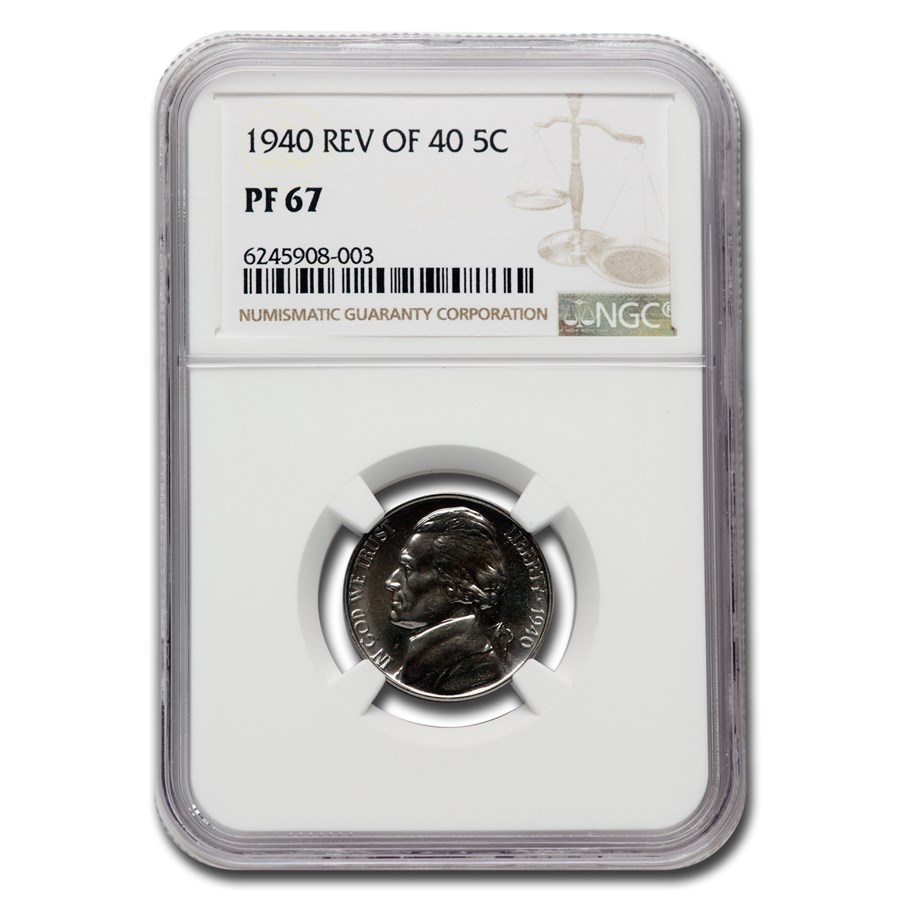 1940 Jefferson Nickel PF-67 NGC (Reverse of 40)