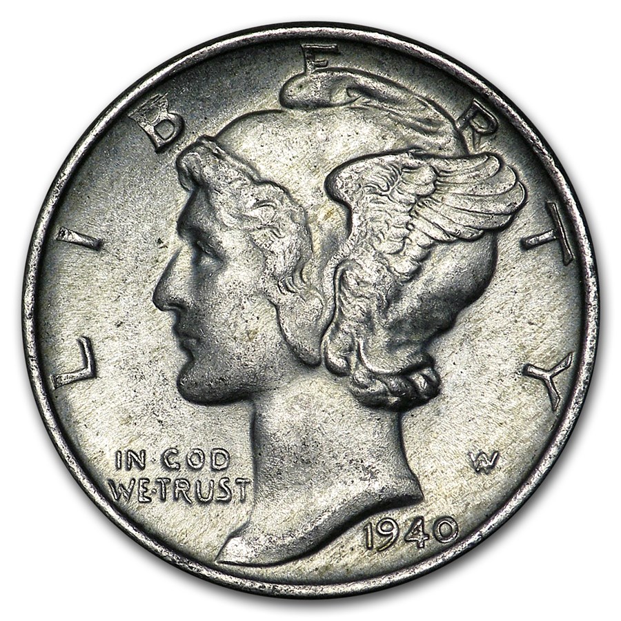 1940 Mercury Dime AU