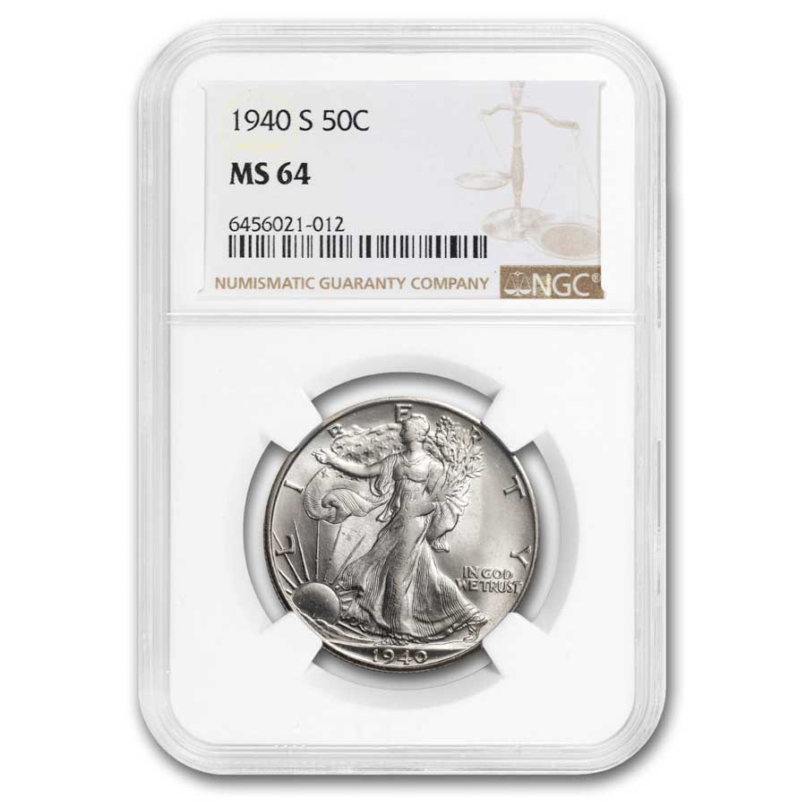 1940-S Walking Liberty Half Dollar MS-64 NGC