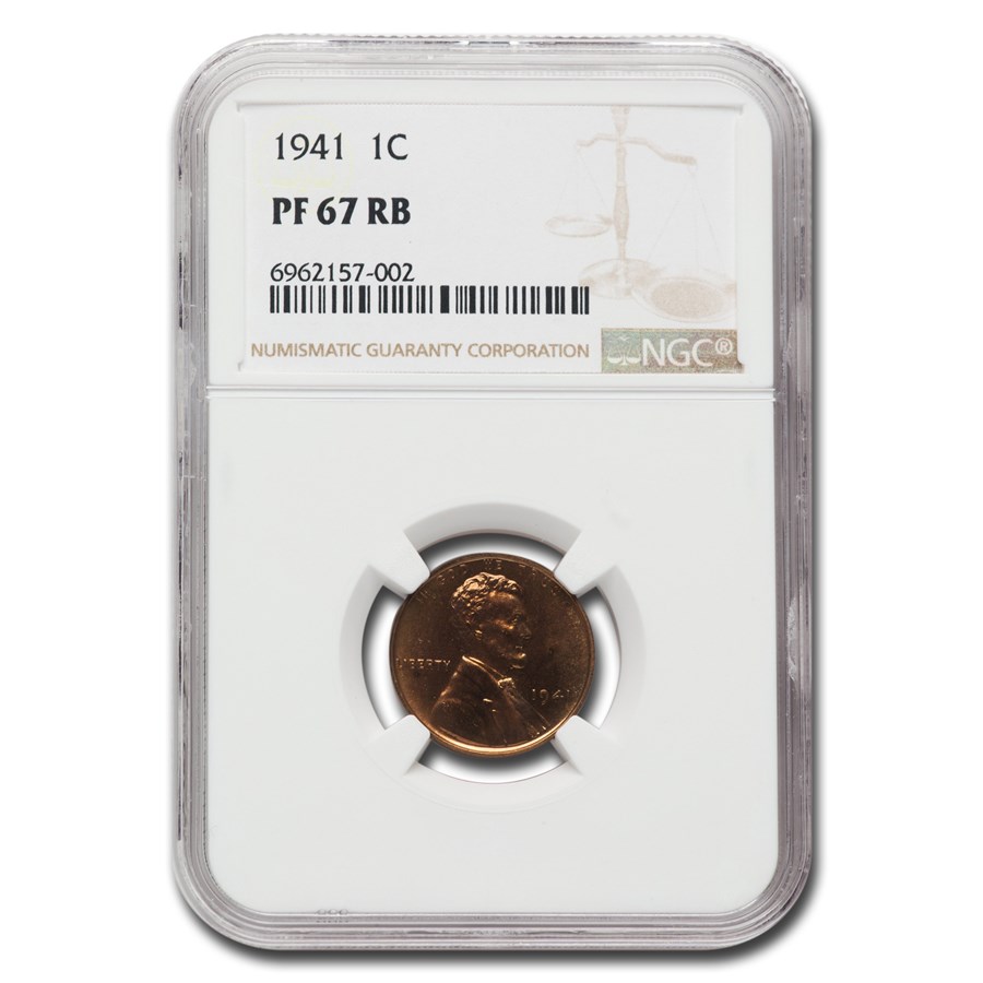 1941 Lincoln Cent PF-67 NGC (Red/Brown)