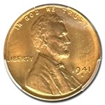 1941-S Lincoln Cent MS-65 PCGS (Red)