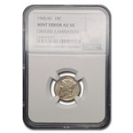 1942/41 Mercury Dime AU-58 NGC (Obverse Lamination)