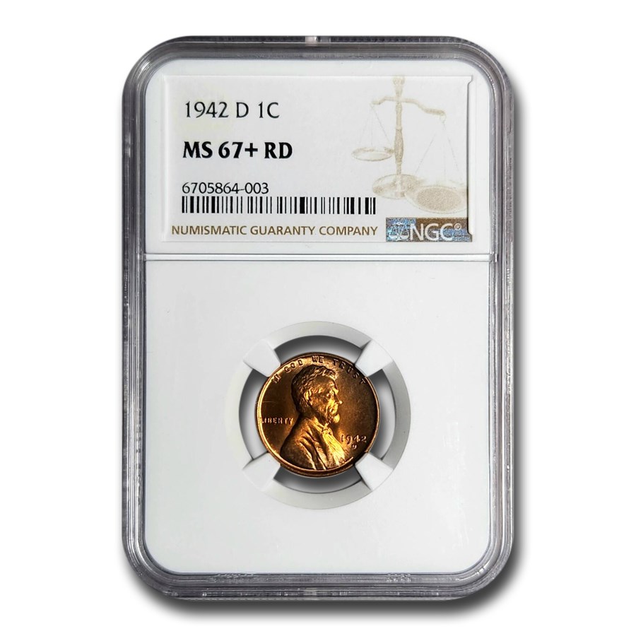 1942-D Lincoln Cent MS-67+ NGC (Red)