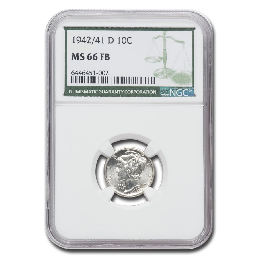 1942-D Mercury Dime MS-66 NGC (FB, Green Label)