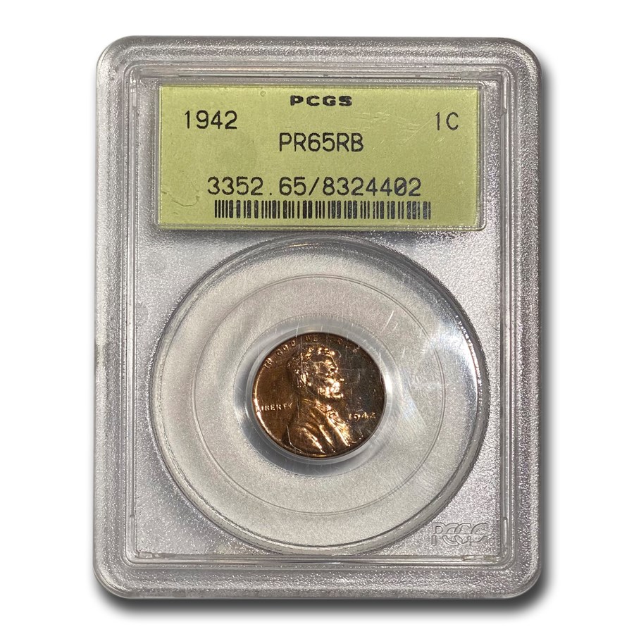 1942 Lincoln Cent PR-65 PCGS (Red/Brown)