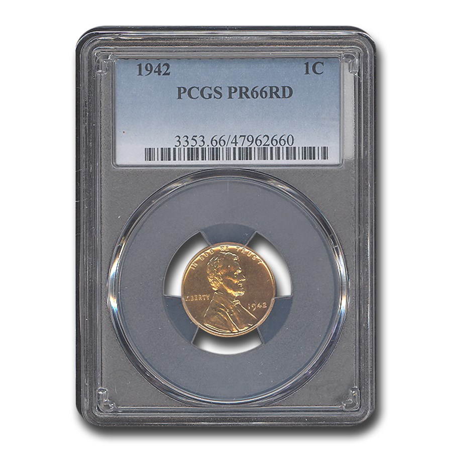 1942 Lincoln Cent PR-66 PCGS (Red)