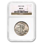 1942-S Walking Liberty Half Dollar MS-64 NGC