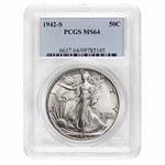 1942-S Walking Liberty Half Dollar MS-64 PCGS