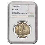 1942-S Walking Liberty Half Dollar MS-66+ NGC