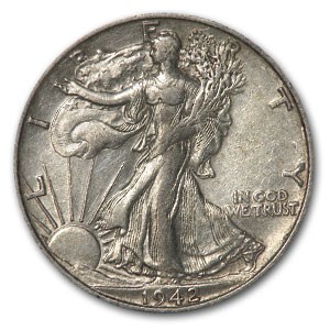 1942-S Walking Liberty Half Dollar XF