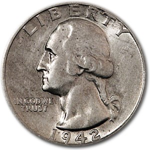 1942-S Washington Quarter AU