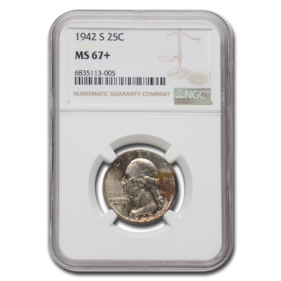 1942-S Washington Quarter MS-67+ NGC