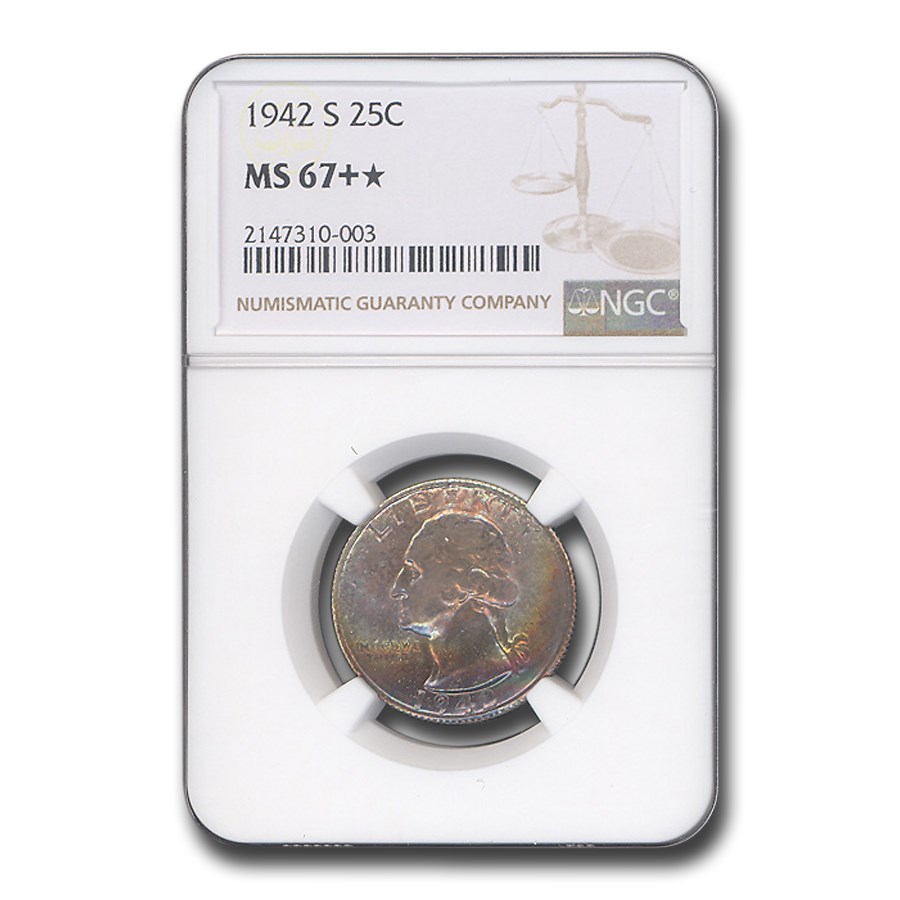 1942-S Washington Quarter MS-67+* NGC