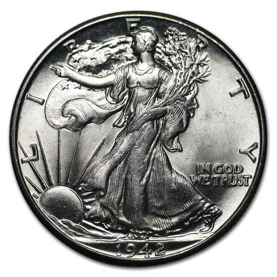 1942 Walking Liberty Half Dollar BU