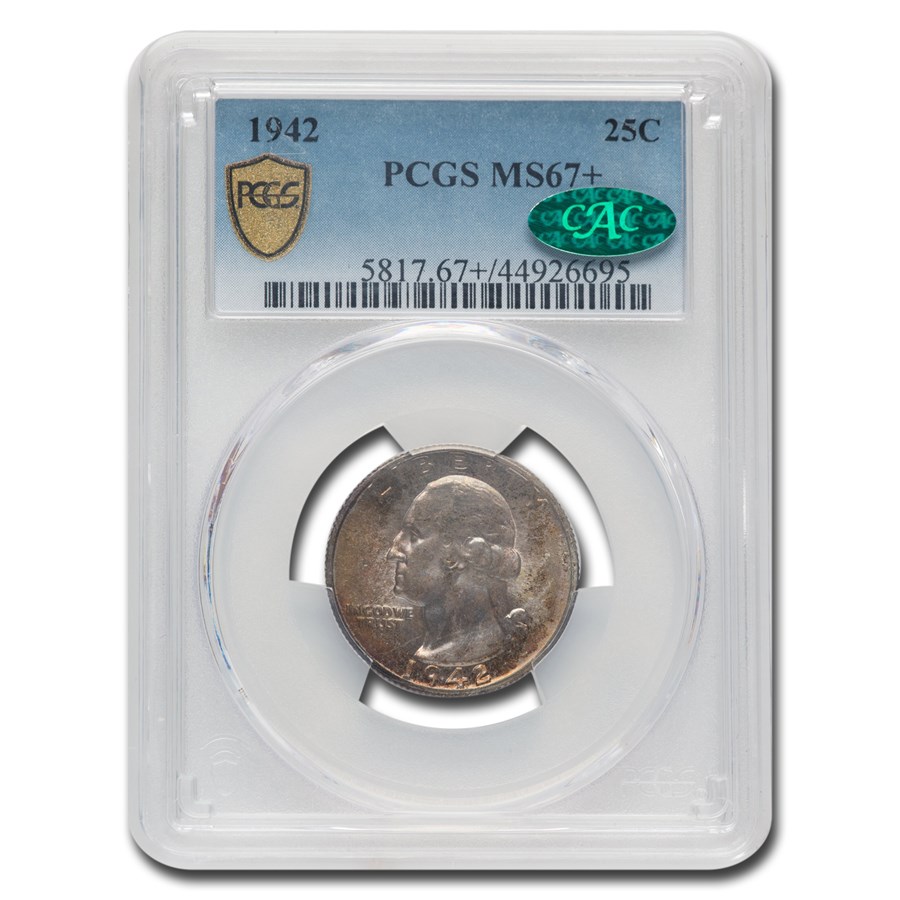 1942 Washington Quarter MS-67+ PCGS CAC