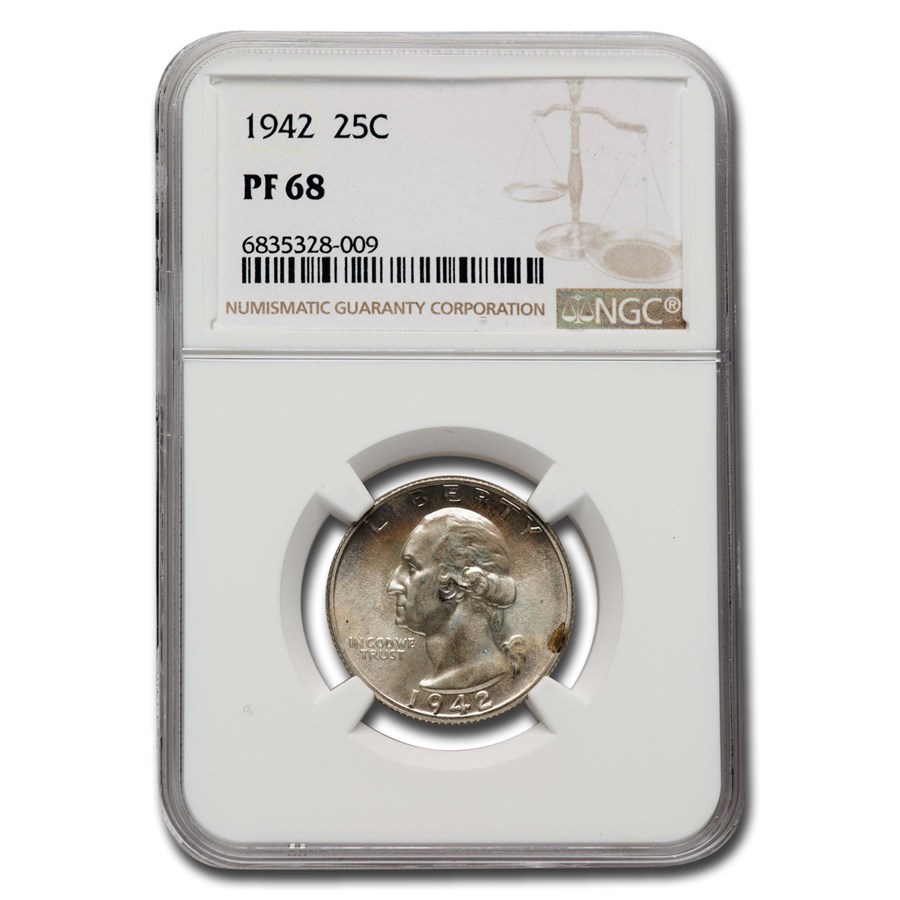 1942 Washington Quarter PF-68 NGC