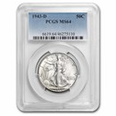 1943-D Walking Liberty Half Dollar MS-64 PCGS