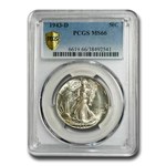 1943-D Walking Liberty Half Dollar MS-66 PCGS