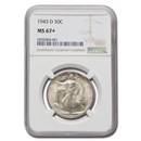 1943-D Walking Liberty Half Dollar MS-67+ NGC