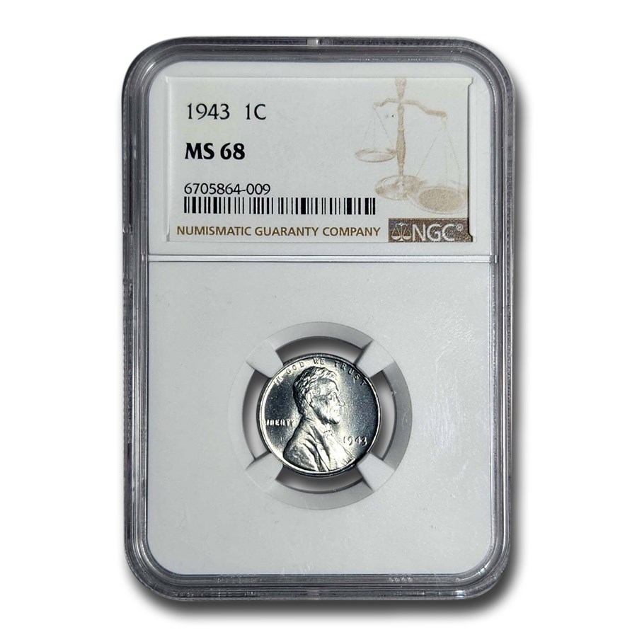 1943 Lincoln Cent MS-68 NGC