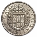 1943 New Zealand Silver 1/2 Crown George VI BU