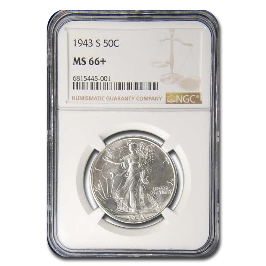 1943-S Walking Liberty Half Dollar MS-66+ NGC