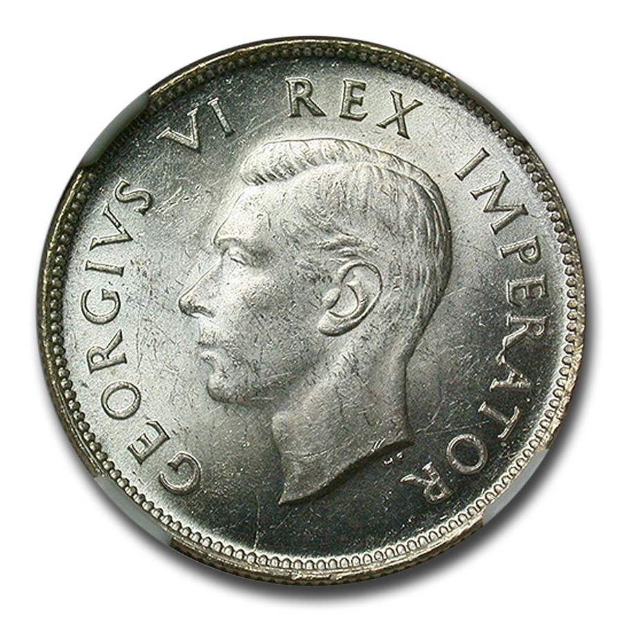 1943 South Africa Silver Florin George VI MS-62 NGC