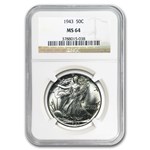 1943 Walking Liberty Half Dollar MS-64 NGC