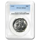 1943 Walking Liberty Half Dollar MS-64 PCGS