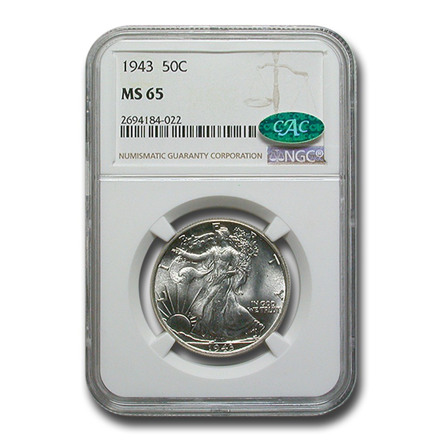 1943 Walking Liberty Half Dollar MS-65 NGC CAC