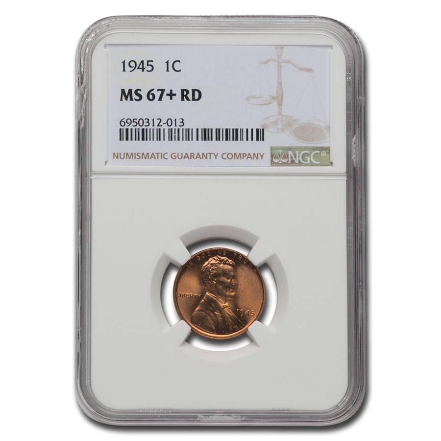 1945 Lincoln Cent MS-67+ NGC (Red)