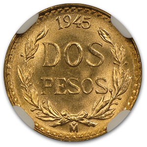 Buy 1945 Mexico Gold 2 Pesos MS-66 NGC | APMEX