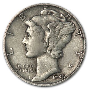 1945-S Mercury Dime XF