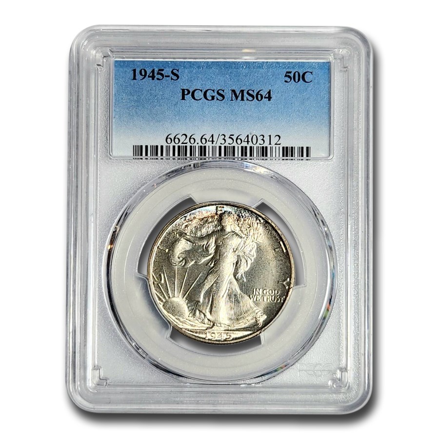 1945-S Walking Liberty Half Dollar MS-64 PCGS