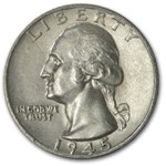 1945-S Washington Quarter AU