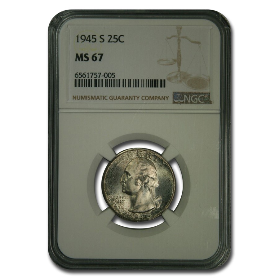 1945-S Washington Quarter MS-67 NGC