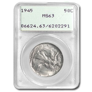 1945 Walking Liberty Half Dollar MS-63 PCGS